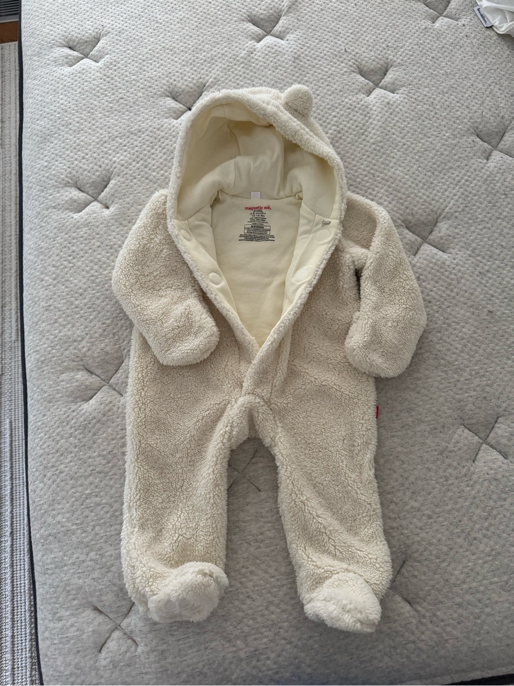 Magnetic Me Cream Sherpa Hooded Baby One-Piece